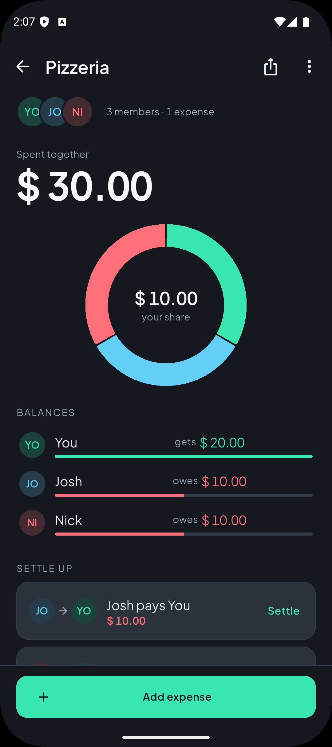 Group details with balances, suggested transfers and expenses